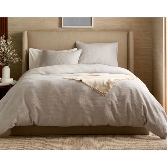 Quince Organic Luxe Honeycomb Duve Cover Set King/Cal KIng Light Gray NWOT#33 - Picture 2 of 7